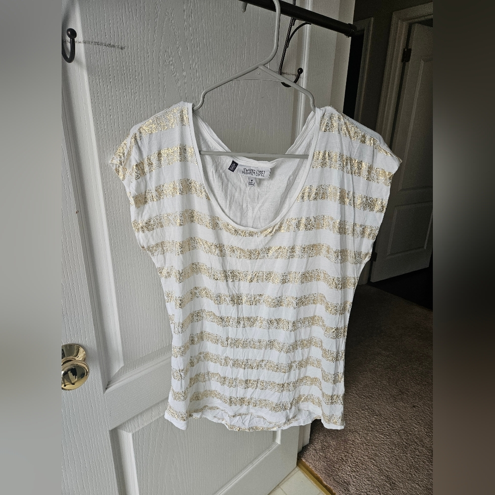 Jennifer Lopez Gold Stripe Women's Top